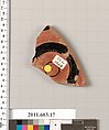 Fragment of a terracotta stemless kylix, Terracotta, Greek, Attic