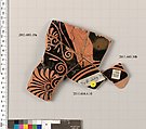 Fragments of a terracotta kylix, Terracotta, Greek, Attic