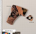 Fragments of a terracotta kylix, Terracotta, Greek, Attic