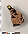 Terracotta fragment of a kylix (drinking cup), Terracotta, Greek, Attic