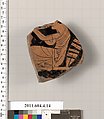 Terracotta fragment of a kylix (drinking cup), Terracotta, Greek, Attic