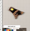 Fragment of a terracotta kylix, Terracotta, Greek, Attic