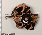 Fragment of a terracotta kylix, Terracotta, Greek, Attic