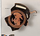 Fragment of a terracotta kylix, Terracotta, Greek, Attic