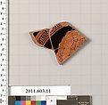 Fragment of a terracotta kylix, Terracotta, Greek, Attic