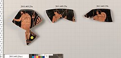 Terracotta rim fragments of a kylix (drinking cup), Terracotta, Greek, Attic