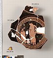 Fragments of a terracotta kylix, Terracotta, Greek, Attic