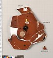 Fragments of a terracotta kylix, Terracotta, Greek, Attic