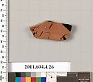 Terracotta fragment of a kylix (drinking cup), Terracotta, Greek, Attic