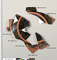 Terracotta fragments of a kylix: band-cup (drinking cup), Terracotta, Greek, Attic