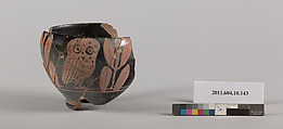 Terracotta rim fragment of a skyphos (deep drinking cup), Terracotta, Etruscan