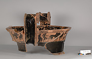 Terracotta fragment of a volute-krater (bowl for mixing wine and water), Terracotta, Greek, Attic