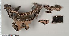 Terracotta fragments of a column-krater (deep bowl), Terracotta, Etruscan