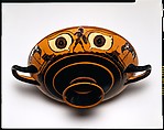Terracotta kylix: eye-cup (drinking cup), Terracotta, Greek, Attic