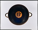 Terracotta kylix: Siana cup (drinking cup), Attributed to the Painter of Boston C.A., Terracotta, Greek, Attic