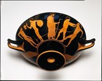 Terracotta kylix (drinking cup), Attributed to a painter of the Thorvaldsen Group, Terracotta, Greek, Attic