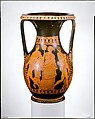 Terracotta pelike (wine jar), Attributed to the Amazon Painter, Terracotta, Greek, Attic