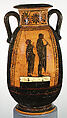 Terracotta neck-pelike (wine jar), Terracotta, Greek, Attic