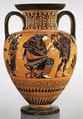 Terracotta neck-amphora (jar), Attributed to the manner of the Lysippides Painter, Terracotta, Greek, Attic