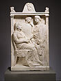 Marble stele (grave marker) of a woman, Marble, Greek, Attic