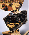Fragmentary terracotta column-krater (bowl for mixing wine and water), Attributed to Lydos, Terracotta, Greek, Attic