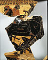 Fragmentary terracotta column-krater (bowl for mixing wine and water), Attributed to Lydos, Terracotta, Greek, Attic