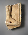 Fragmentary marble grave stele of a hoplite (foot soldier), Attributed to Aristokles, Marble, Greek, Attic