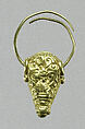 Gold earring with head of a bull, Gold, Cypriot