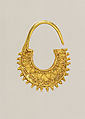 Gold crescent-shaped earring, Gold, Greek, Cypriot