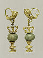Gold and beryl earring, Gold, beryl, Cypriot