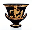 Terracotta calyx-krater (bowl for mixing wine and water), Attributed to the Kleophrades Painter, Terracotta, Greek, Attic