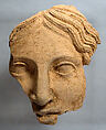 Fragmentary terracotta female head, Terracotta, Greek, South Italian, Tarentine
