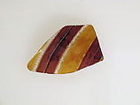 Glass striped mosaic vessel fragment, Glass, Roman, probably Italian