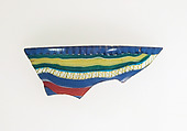 Glass striped mosaic bowl fragment, Glass, Roman, probably Italian