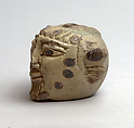 Faience aryballos (perfume vase) in the form of a head of Acheloös, Faience, East Greek