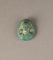 Glass medallion with winged Victory, Glass, turquoise blue, Roman