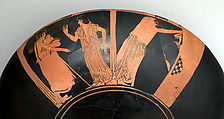 Fragmentary terracotta kylix (drinking cup), Attributed to the Triptolemos Painter, Terracotta, Greek, Attic