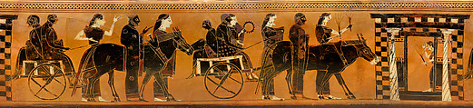 Terracotta lekythos (oil flask), Attributed to the Amasis Painter, Terracotta, Greek, Attic