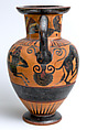 Terracotta neck-amphora (jar), Attributed to the Polyphemos Group, Terracotta, Greek, Chalcidian