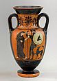 Terracotta neck-amphora (jar), Attributed to the Diosphos Painter, Terracotta, Greek, Attic