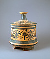 Pyxis with lid, Terracotta, Greek, Boeotian