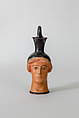 Oinochoe in the form of a woman's head, Class S: The Canessa Class of Head Vases, Terracotta, Greek