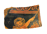 Volute-krater fragment, Terracotta, Greek, South Italian, Apulian
