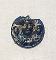 Glass phalera (medallion) with imperial portraits, Glass, blue, Roman