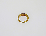 Ring with intaglio of schematic figure, Gold, gem, Roman