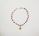 Necklace with carnelian beads, Gold, Carnelian, Roman