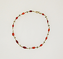 Necklace with carnelian, pearl beads, Gold, carnelian, pearl, paste, Roman