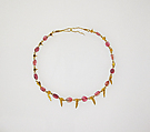 Necklace, Gold, Amethyst (or glass ?), Roman