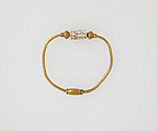 Bracelet with cylinder seal, Gold, faience, Greek