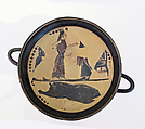 Terracotta kylix (drinking cup), Attributed to the Boreads Painter, Terracotta, Greek, Laconian